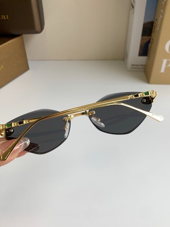 Bvlgari Serpenti Rimless Solid Black Lens Sunglasses